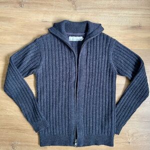 Izzue Ribbed Zip-Up Wool Blend Sweater Gray Men's Size 4 (Fits Small)